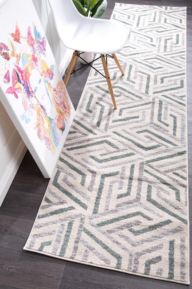 Dimensions Divinity Link Teal Modern Runner Rug