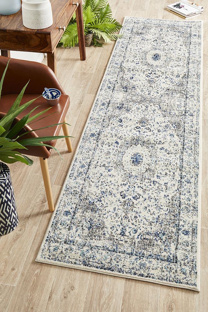 Evoke Mist White Transitional Runner Rug