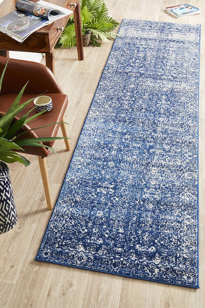 Evoke Oasis Navy Transitional Runner Rug