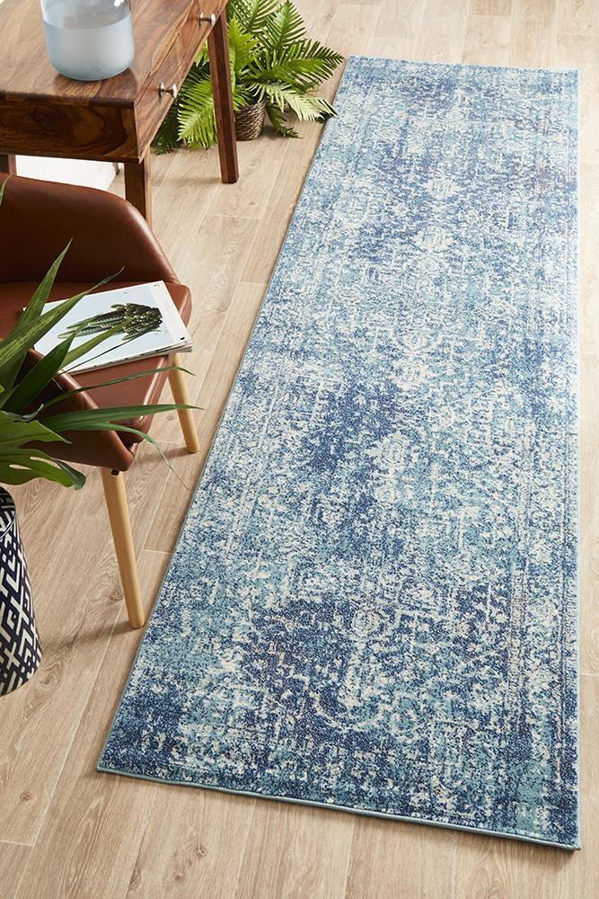 Evoke Muse Blue Transitional Runner Rug