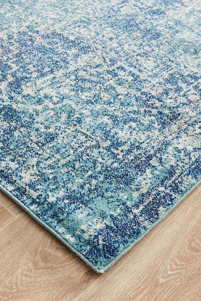 Evoke Muse Blue Transitional Runner Rug