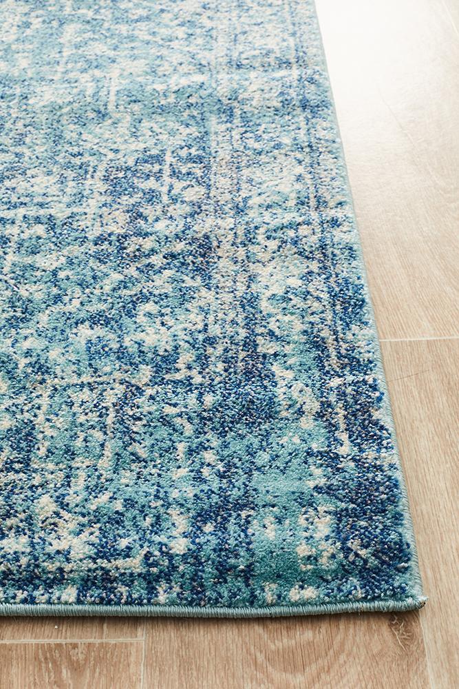Evoke Muse Blue Transitional Runner Rug