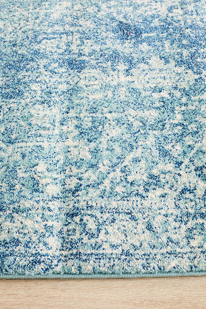 Evoke Muse Blue Transitional Runner Rug