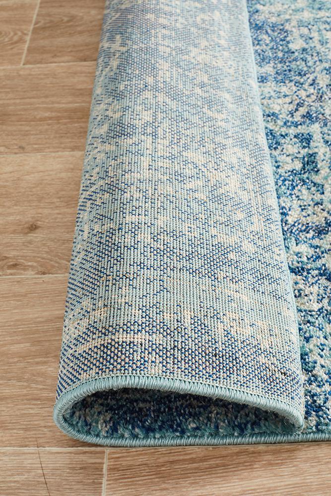 Evoke Muse Blue Transitional Runner Rug