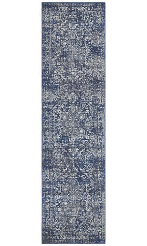 Evoke Contrast Navy Transitional Runner Rug