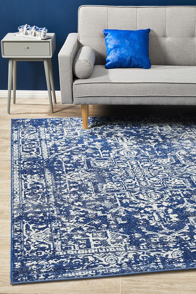 Evoke Contrast Navy Transitional Rug