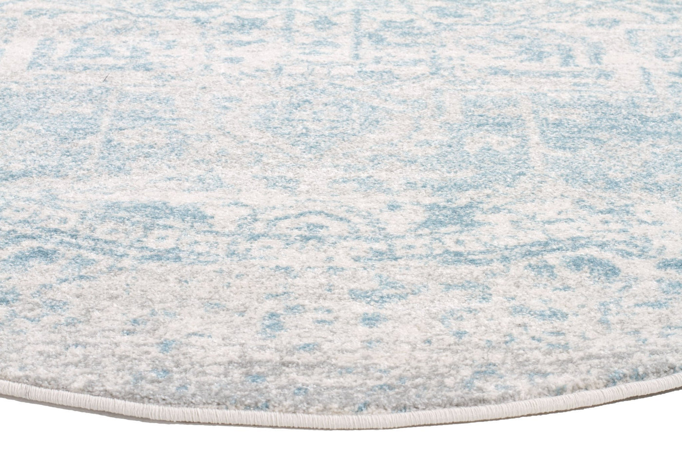 Evoke Glacier White Blue Transitional Round Rug