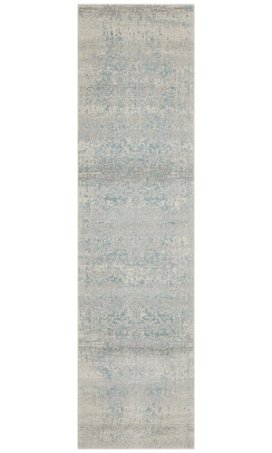 Evoke Glacier White Blue Transitional Runner Rug