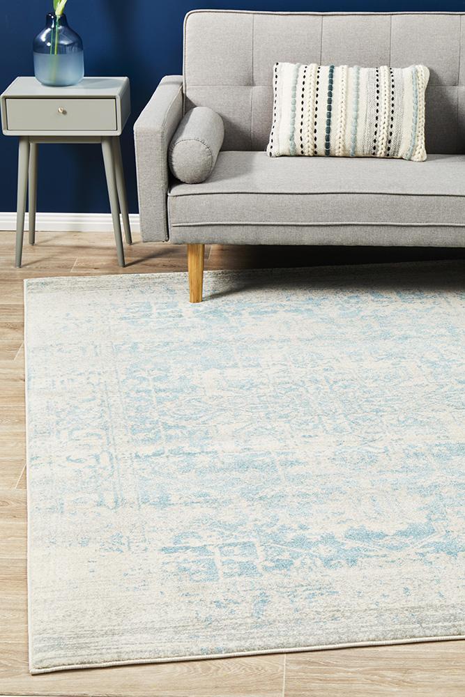 Evoke Glacier White Blue Transitional Rug