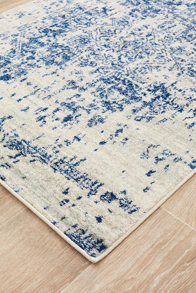 Evoke Horizon White Navy Transitional Runner Rug
