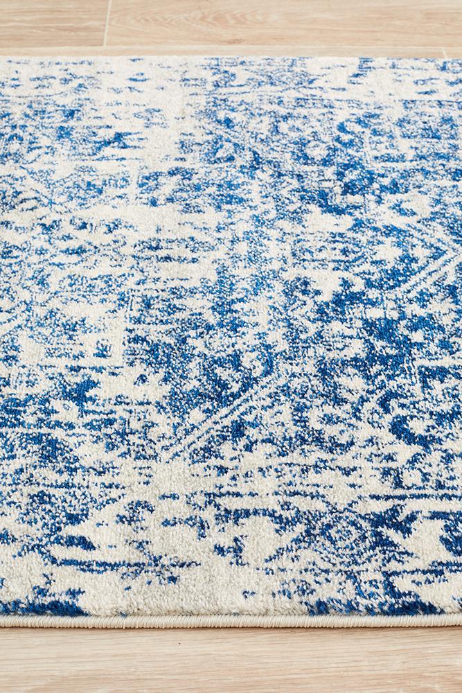 Evoke Horizon White Navy Transitional Runner Rug