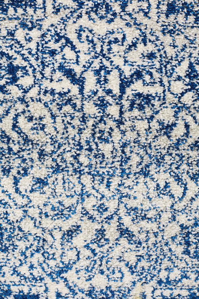 Evoke Horizon White Navy Transitional Runner Rug