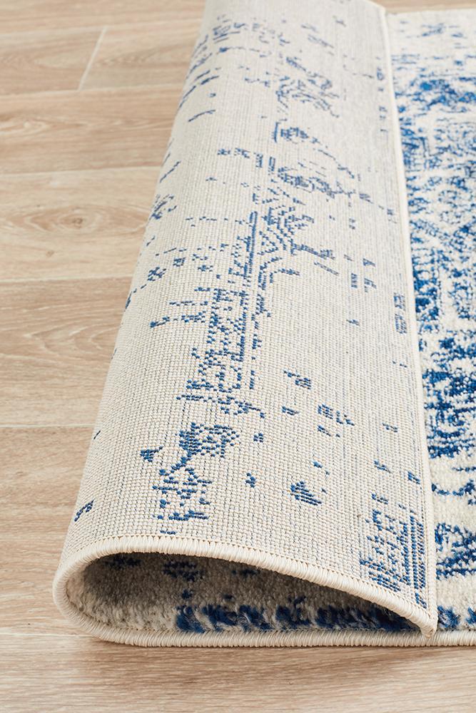 Evoke Horizon White Navy Transitional Runner Rug