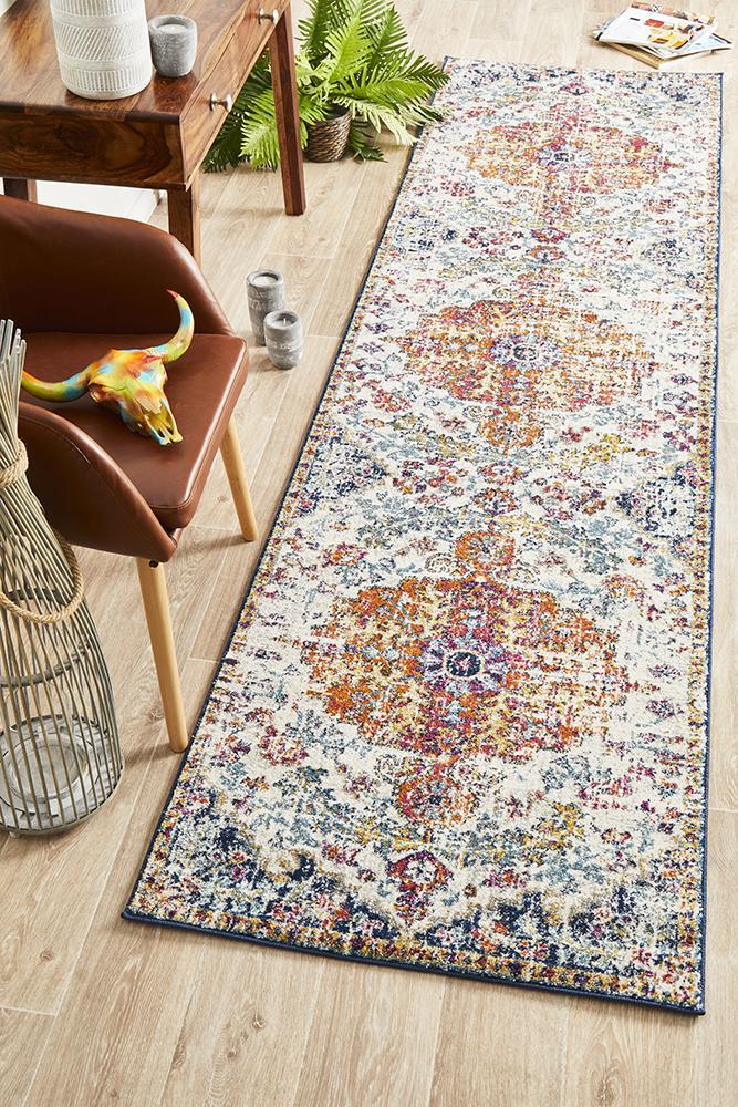 Evoke Carnival White Transitional Runner Rug