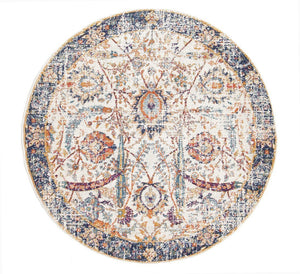 Evoke Peacock Ivory Transitional Round Rug