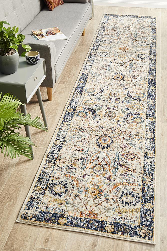 Evoke Peacock Ivory Transitional Runner Rug