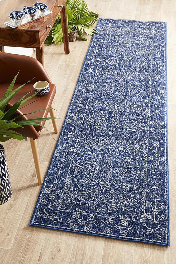 Evoke Artist Navy Transitional Runner Rug