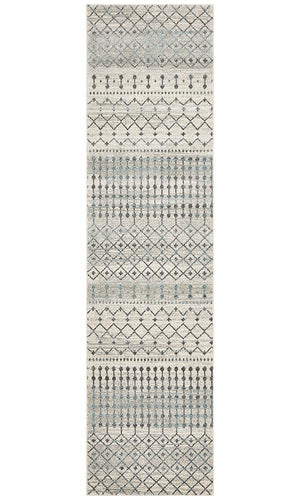 Evoke Slate White Transitional Runner Rug