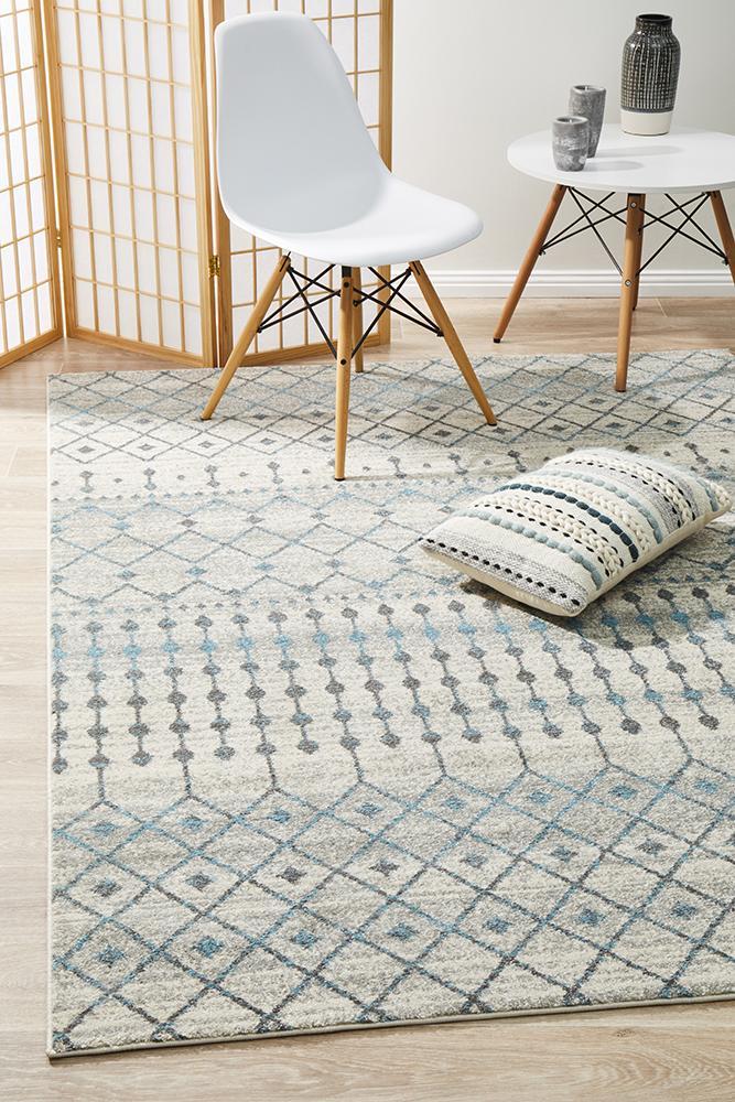 Evoke Slate White Transitional Rug
