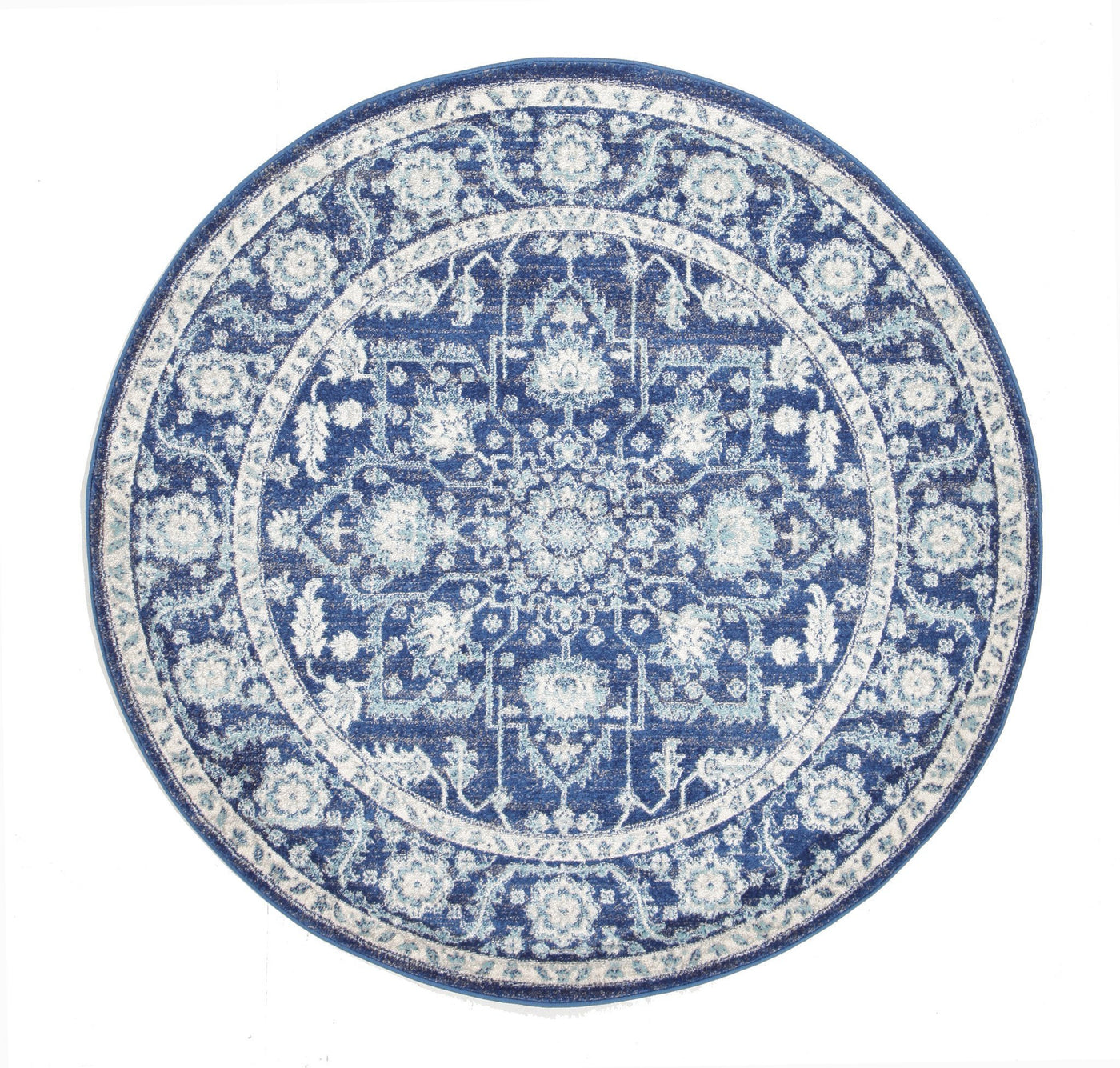 Evoke Release Navy Transitional Round Rug