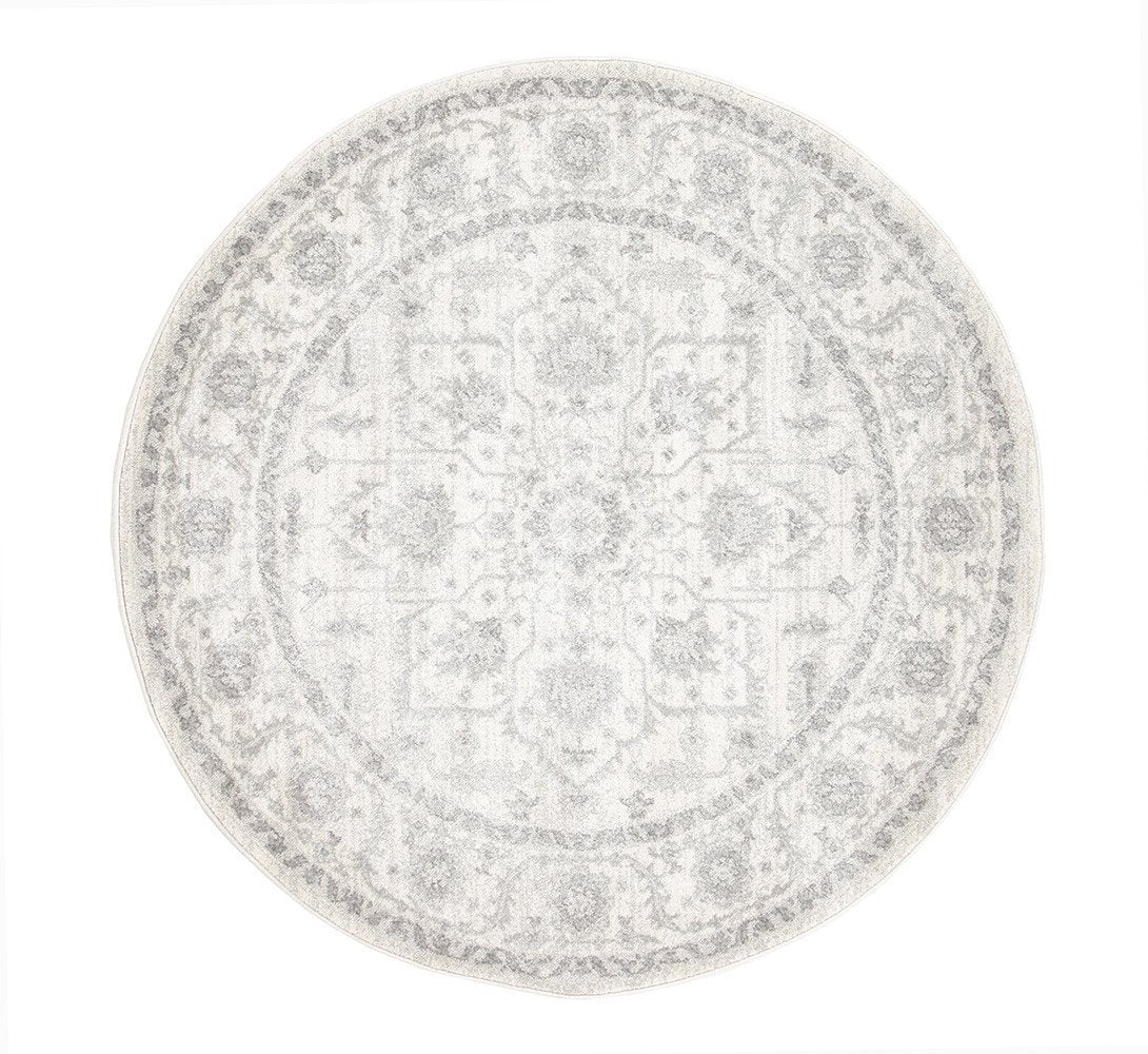 Evoke Winter White Transitional Round Rug