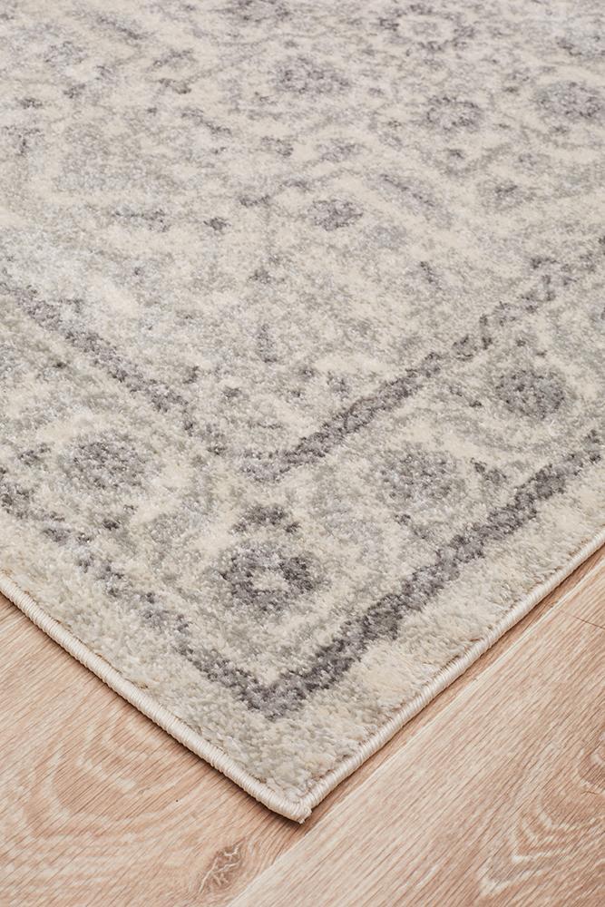 Evoke Silver Flower Transitional Runner Rug