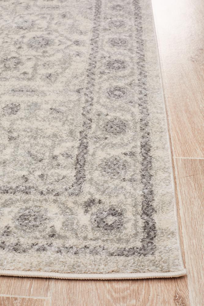 Evoke Silver Flower Transitional Runner Rug
