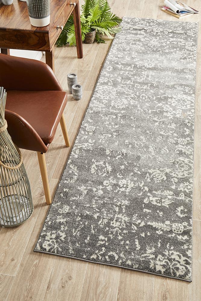 Evoke Stream Grey Transitional Runner Rug