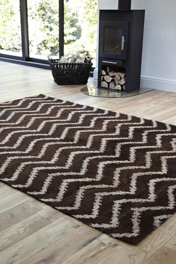 Moroccan Style  Chevron Design Brown Beige Rug