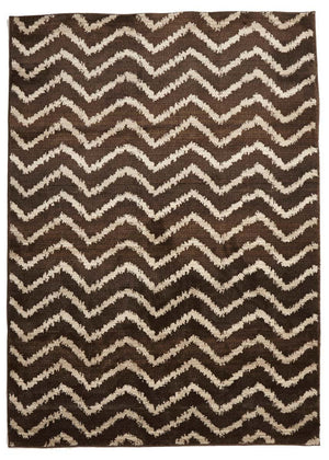 Moroccan Style  Chevron Design Brown Beige Rug