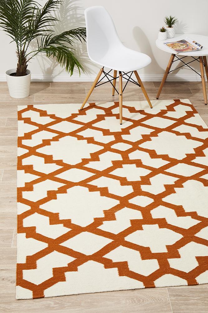 Nomad Pure Wool Flatweave 17 Orange Rug