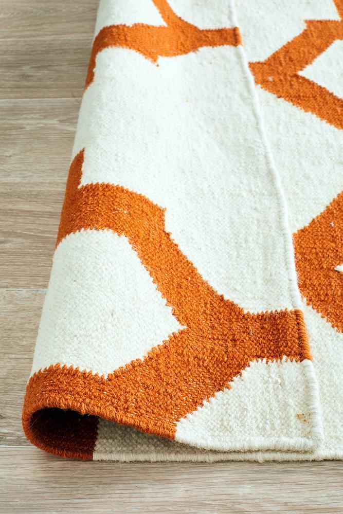 Nomad Pure Wool Flatweave 17 Orange Rug
