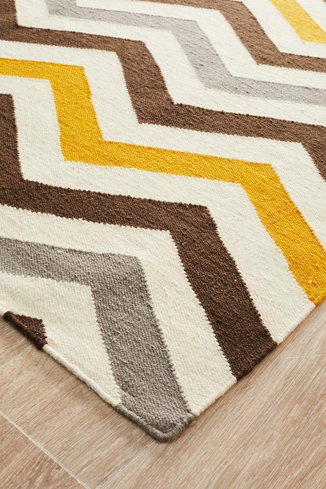 Nomad Pure Wool Flatweave 18 Yellow Rug
