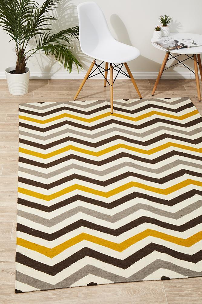Nomad Pure Wool Flatweave 18 Yellow Rug