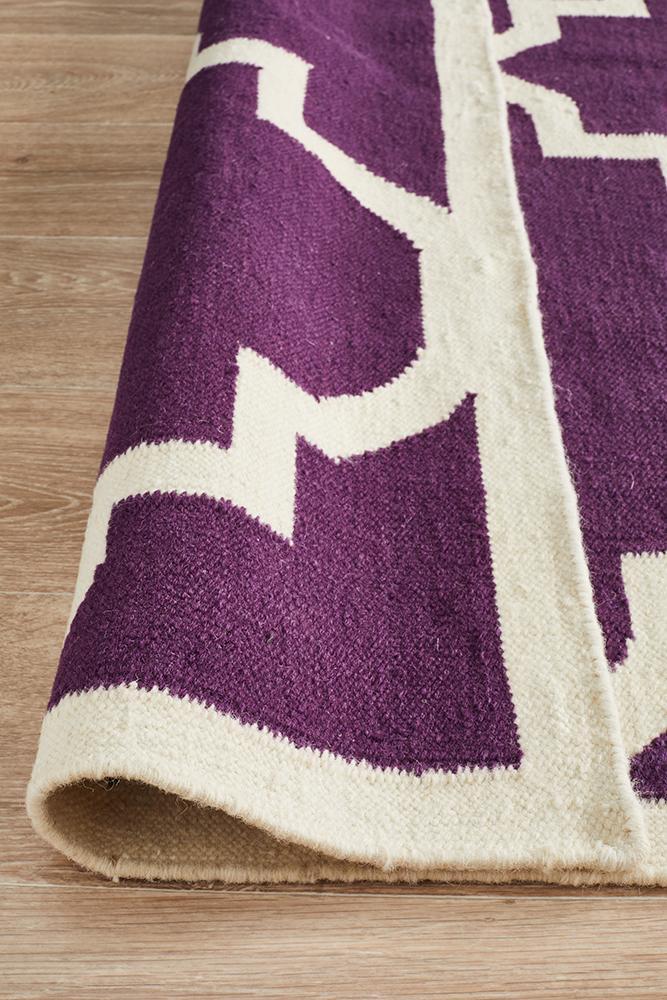 Nomad Pure Wool Flatweave 23 Aubergine Rug
