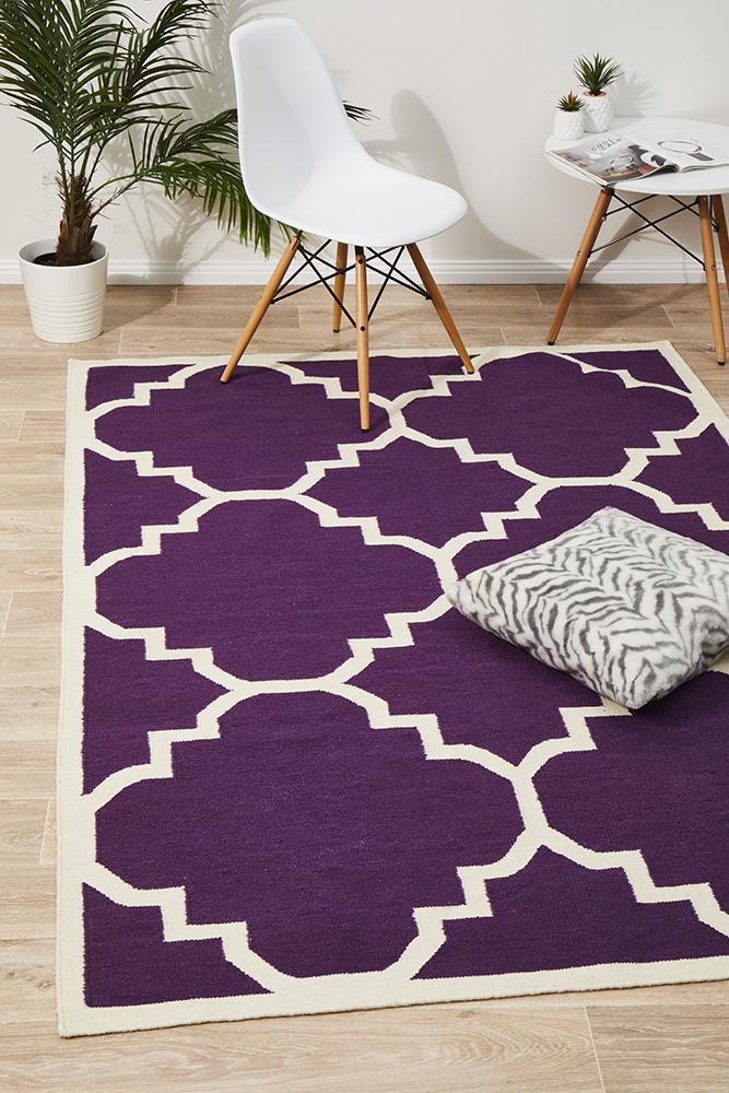 Nomad Pure Wool Flatweave 23 Aubergine Rug