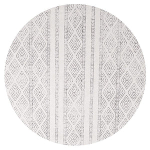 Oasis Salma White And Grey Tribal Round Rug