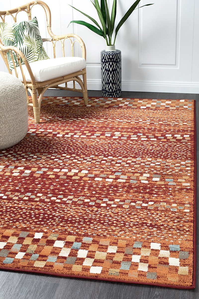 Oxford Mayfair Squares Rust Rug