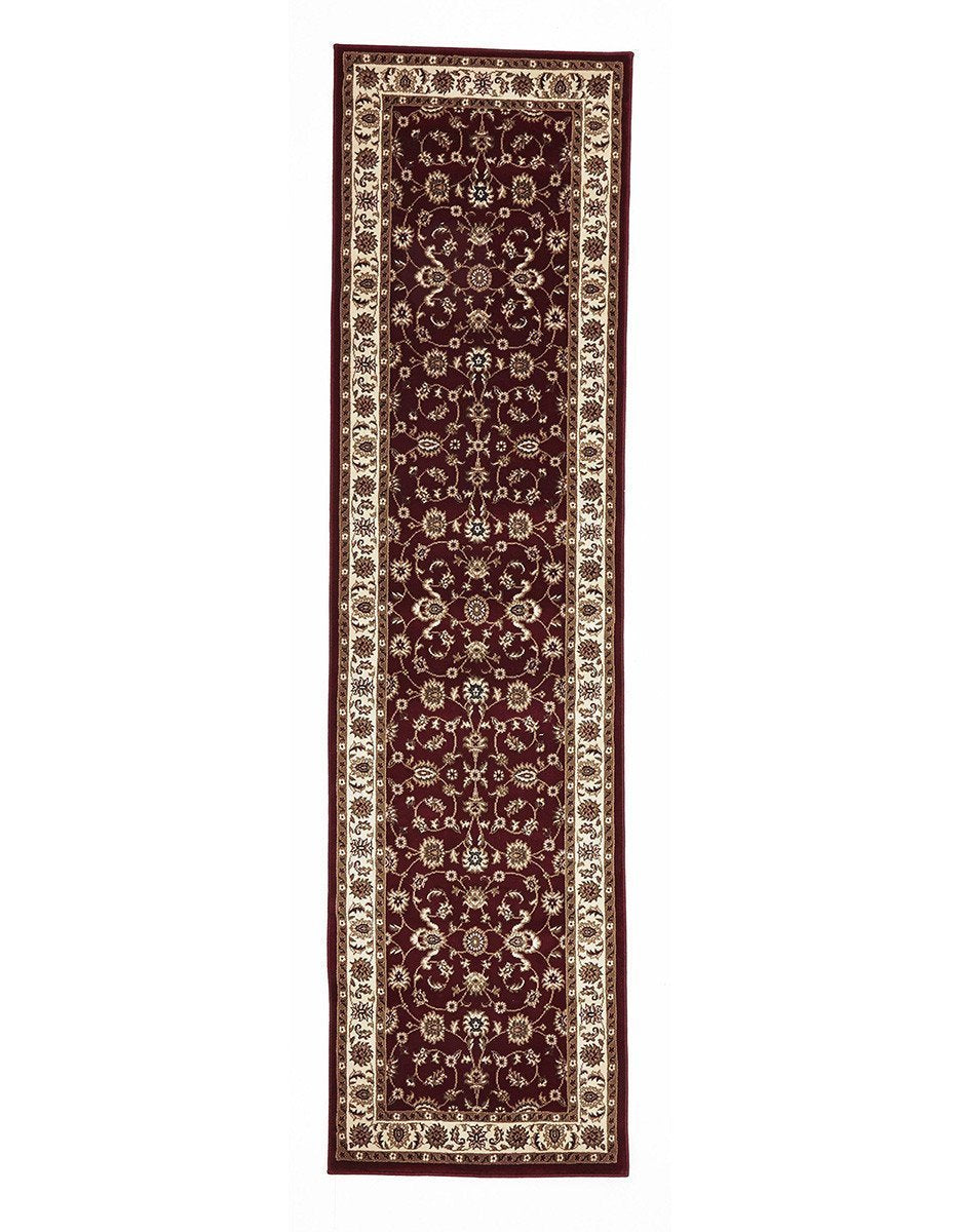 Sydney Collection Classic Rug Red With Ivory Border