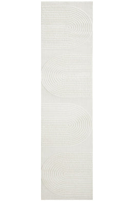 Lotus Abbey White Runner Rug
