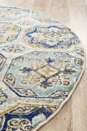 Babylon 204 Blue  Round Rug