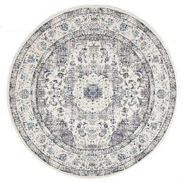 Evoke Mist White Transitional Round Rug