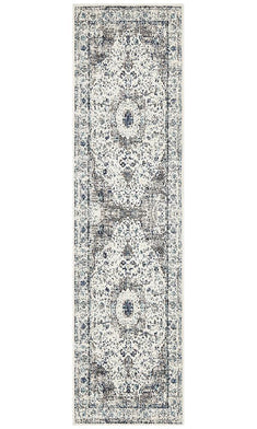 Evoke Mist White Transitional Runner Rug