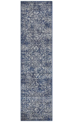 Evoke Contrast Navy Transitional Runner Rug