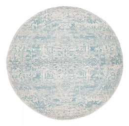 Evoke Glacier White Blue Transitional Round Rug