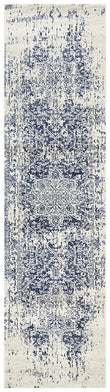 Evoke Horizon White Navy Transitional Runner Rug