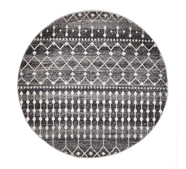 Evoke Simplicity Black Transitional Round Rug