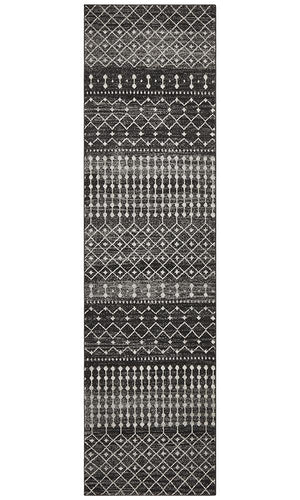 Evoke Simplicity Black Transitional Runner Rug