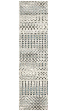 Evoke Slate White Transitional Runner Rug