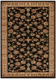 Istanbul Collection Traditional Floral Pattern Black Rug